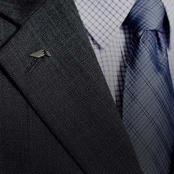 photo of suit lapel and pin